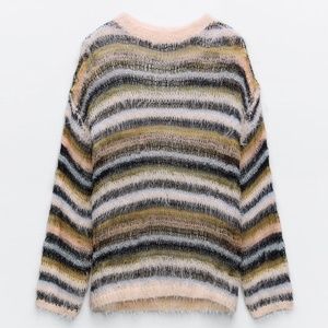 ZARA  STRIPED DROP STITCH KNIT SWEATER